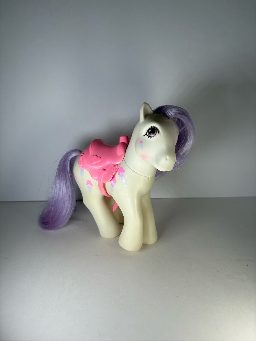 Vintage G1 My Little Pony Scoops Twice as Fancy 1987 Hasbro 5" Toy + Saddle